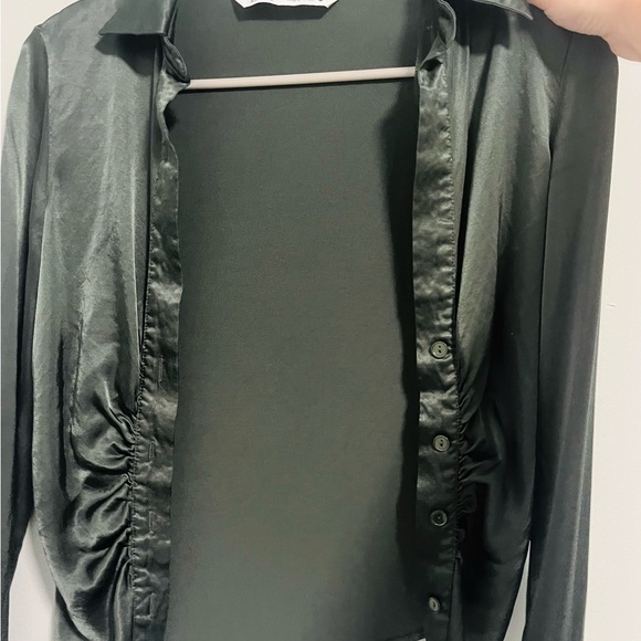 Zara Satin Ruched Button Up - Picture 3 of 3